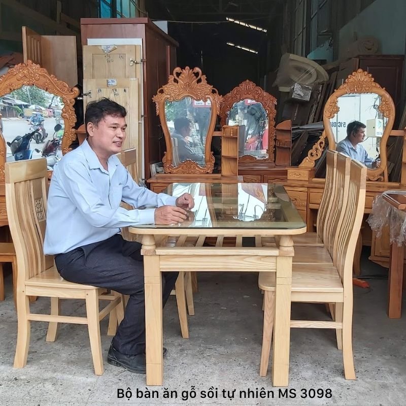 Bộ bàn ăn gỗ sồi tự nhiên MS 3098
