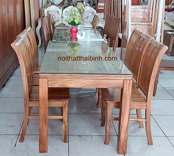 Bộ bàn ăn gỗ 6 ghế cao cấp MS 1205 - nhìn tổng thể