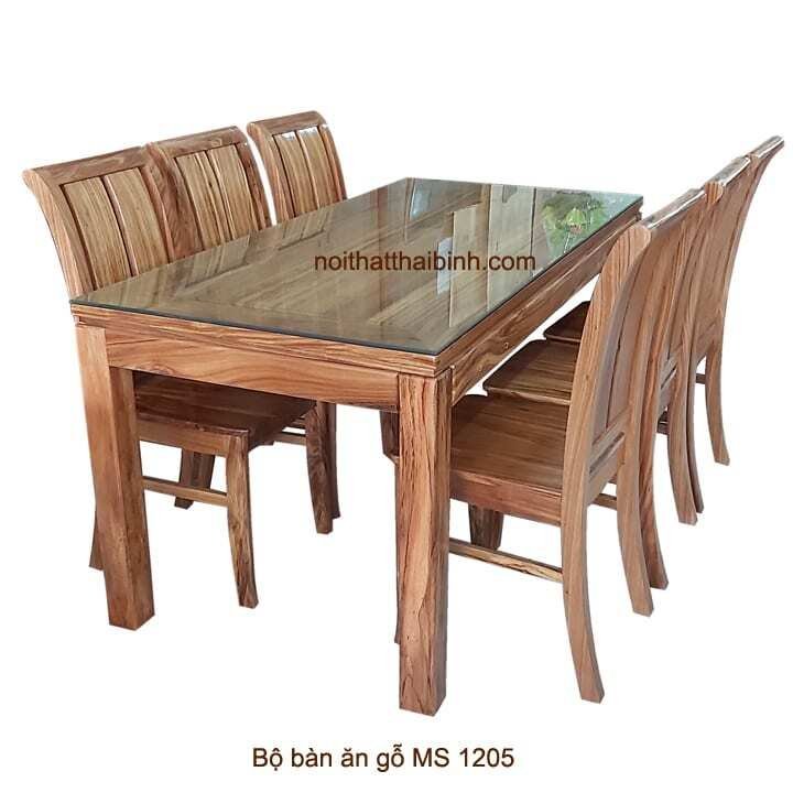 Bộ bàn ăn gỗ 6 ghế cao cấp MS 1205 - góc nghiêng