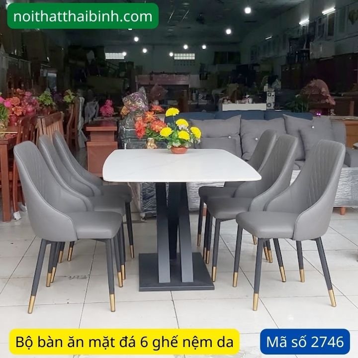 Bộ bàn ăn mặt đá 1m6