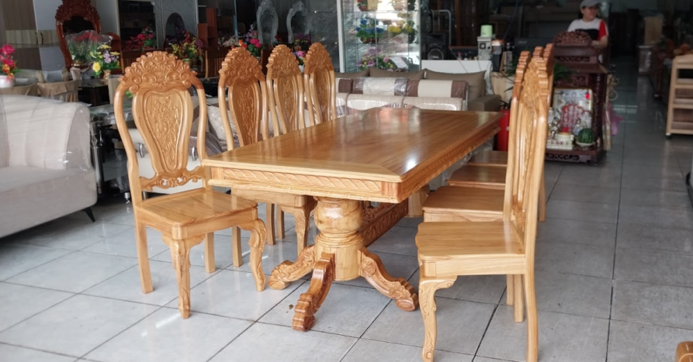 Bộ bàn ăn 8 ghế gỗ gõ đỏ