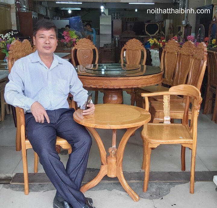 Bộ bàn tròn 2 ghế gỗ