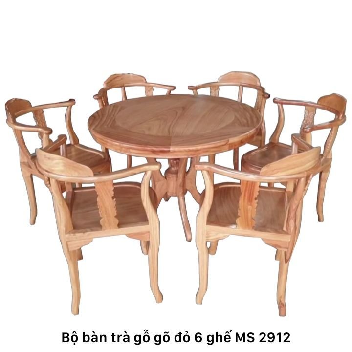 Bộ bàn trà gỗ gõ đỏ 6 ghế cao cấp Bộ bàn trà gỗ gõ đỏ 6 ghế cao cấp