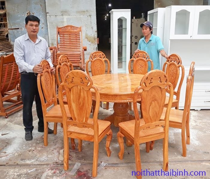 Bộ bàn ăn gỗ gõ đỏ
