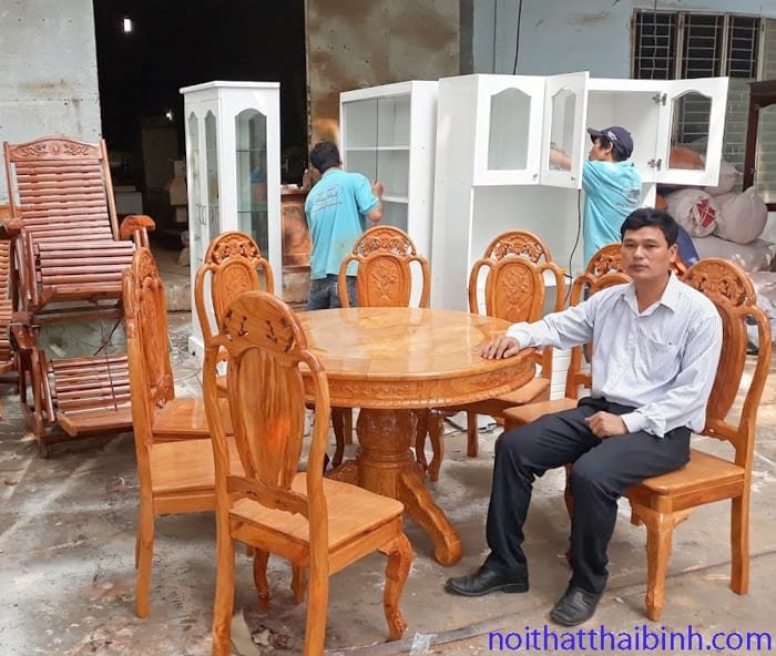 Bộ bàn ăn gỗ gõ đỏ