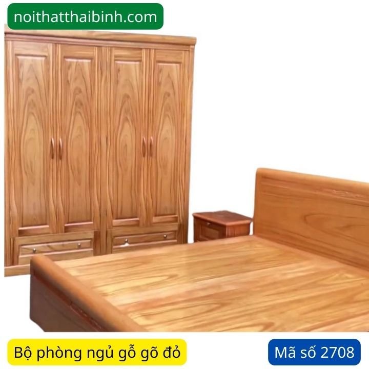 Bộ phòng ngủ gỗ gõ đỏ đẹp