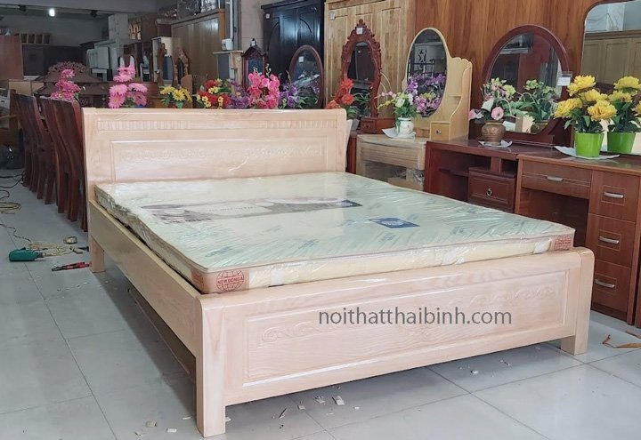 Bộ phòng ngủ gỗ sồi tự nhiên đẹp MS 2025