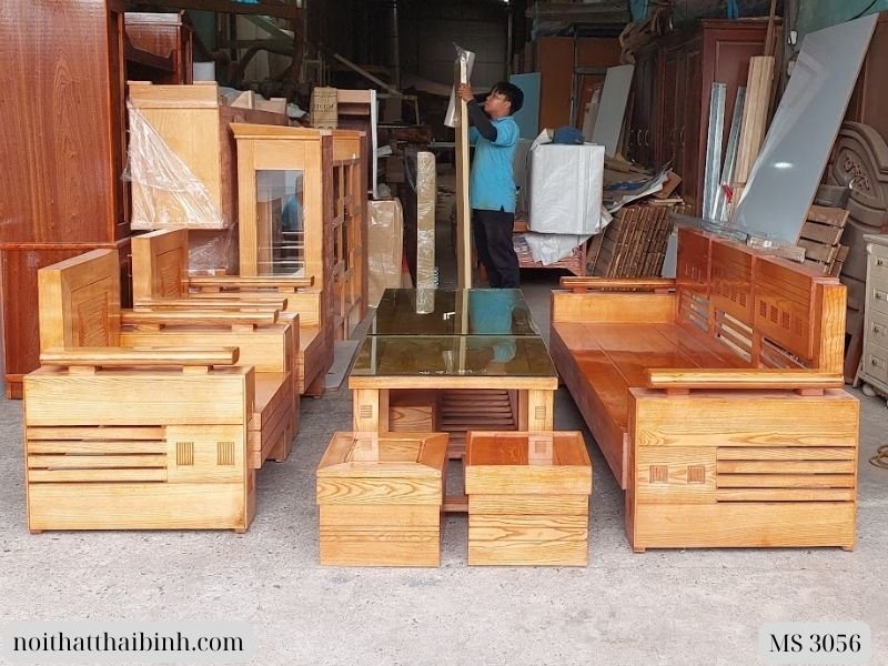 Bộ salon gỗ sồi tự nhiên