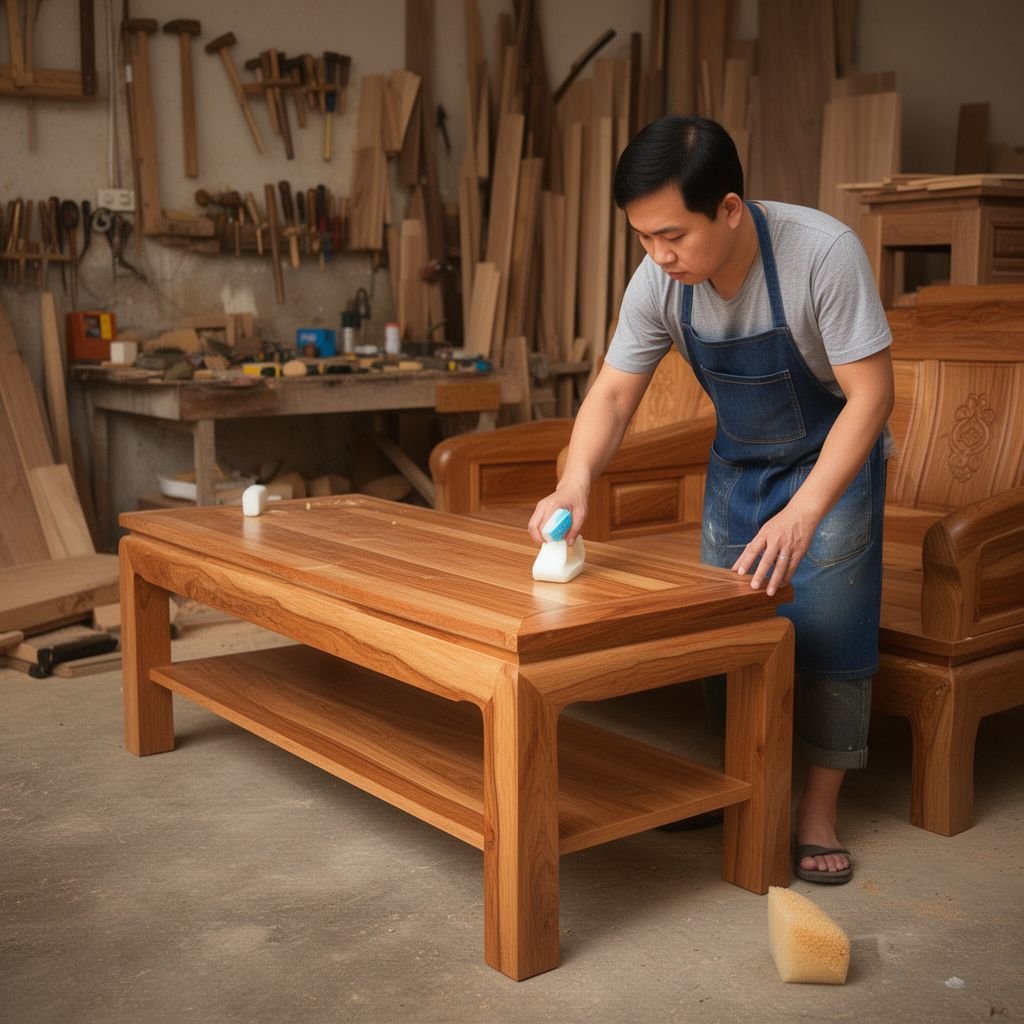 Những lưu ý khi vệ sinh bàn ghế gỗ phòng khách - Đồ Gỗ Thái Bình