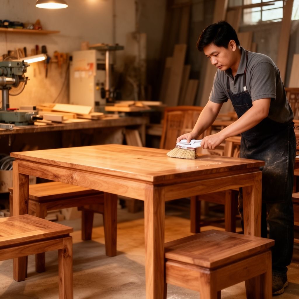 Những lưu ý khi vệ sinh bàn ghế gỗ phòng khách - Đồ Gỗ Thái Bình