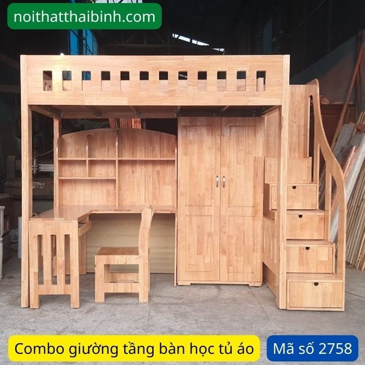 Giường tầng bàn học cho bé