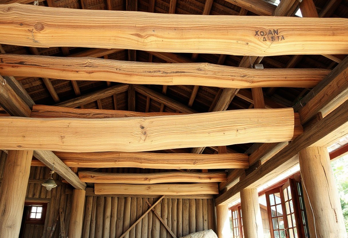 Cột kèo xây dựng bằng gỗ xoan ta