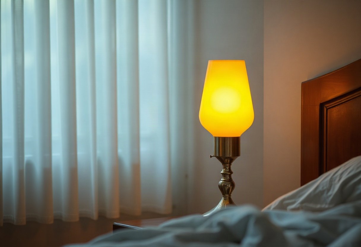 Đèn ngủ với ánh sáng vàng ấm áp