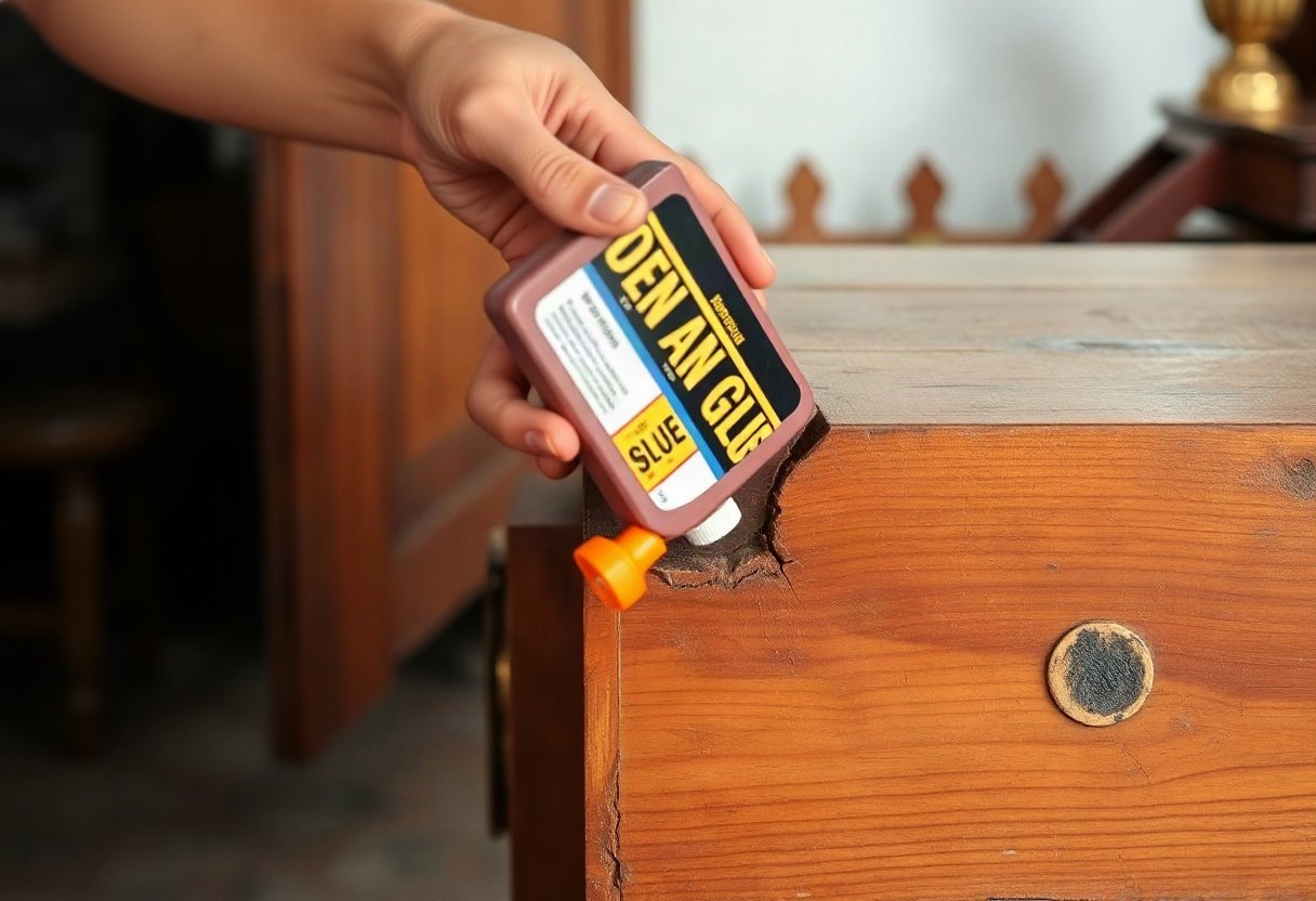 Dùng keo gỗ để lấp vết nứt bàn thờ