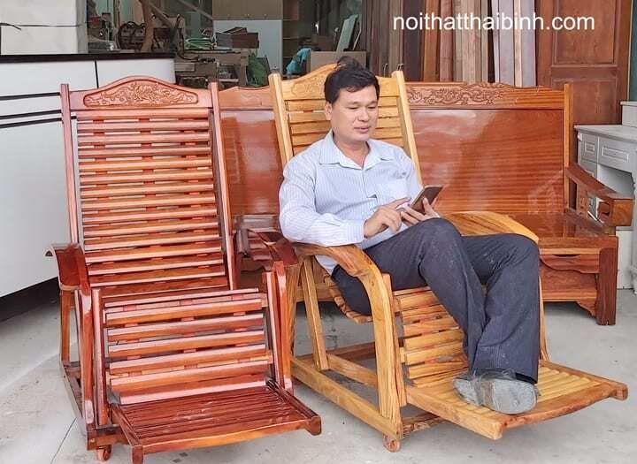 Ghế gỗ thư giãn MS 1123 - chi tiết vân gỗ tự nhiên