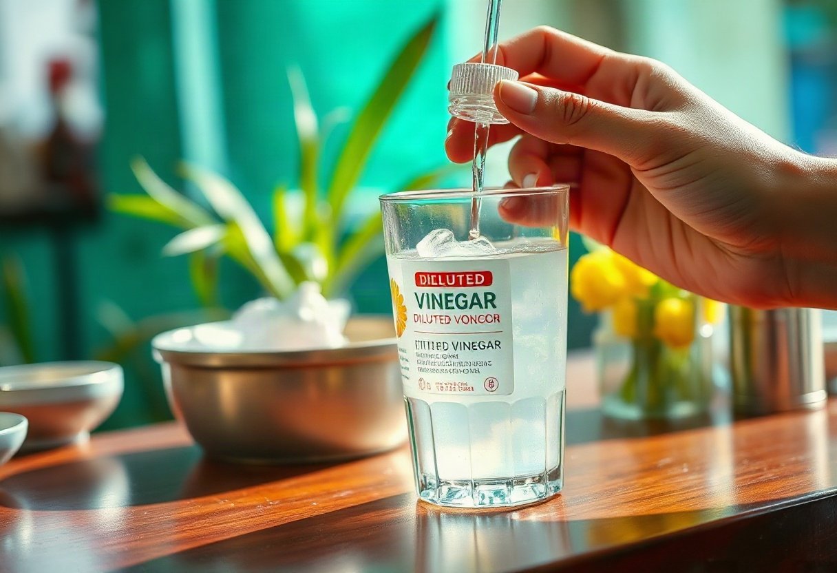 Giấm và nước pha loãng để lau kính