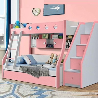 Giường tầng màu hồng cho bé MS 2740