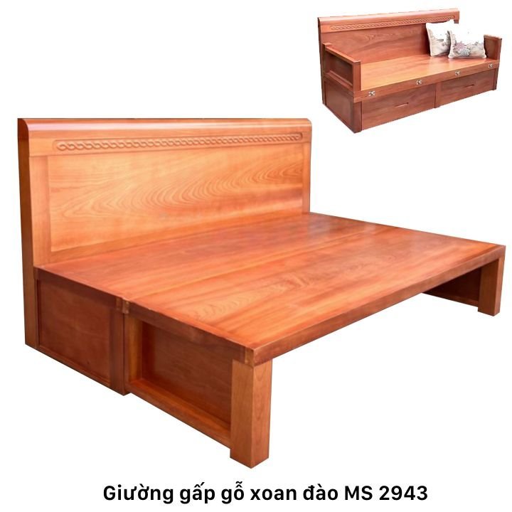 Giường gấp gỗ xoan đào tự nhiên Giường gấp gỗ xoan đào tự nhiên