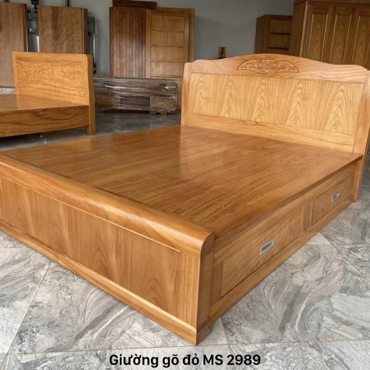 Giường ngủ gỗ gõ đỏ đẹp Giường ngủ gỗ gõ đỏ đẹp