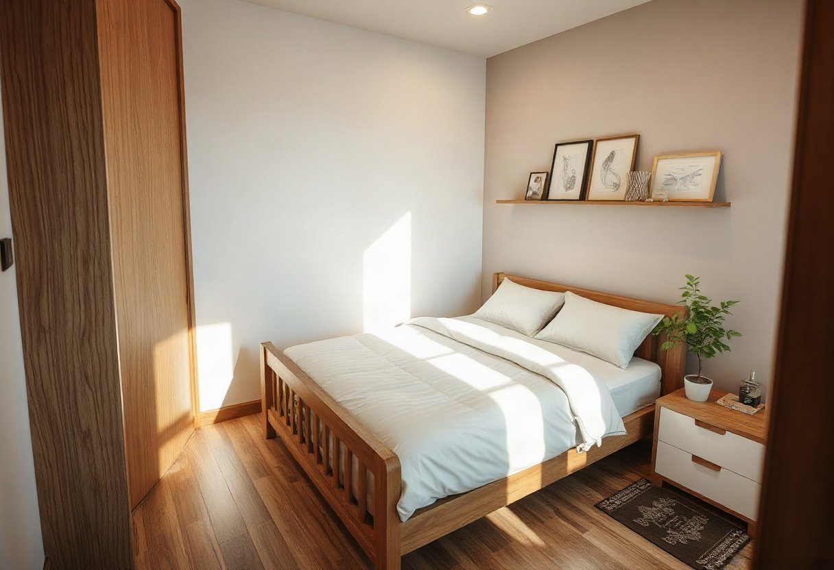 Giường gỗ tự nhiên cho chung cư