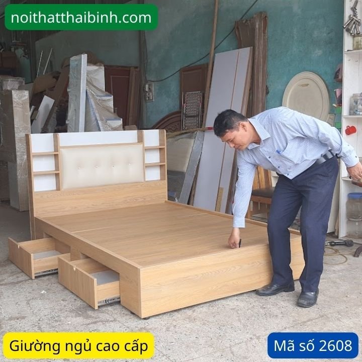 Giường ngủ vạt nâng cao MS 2608