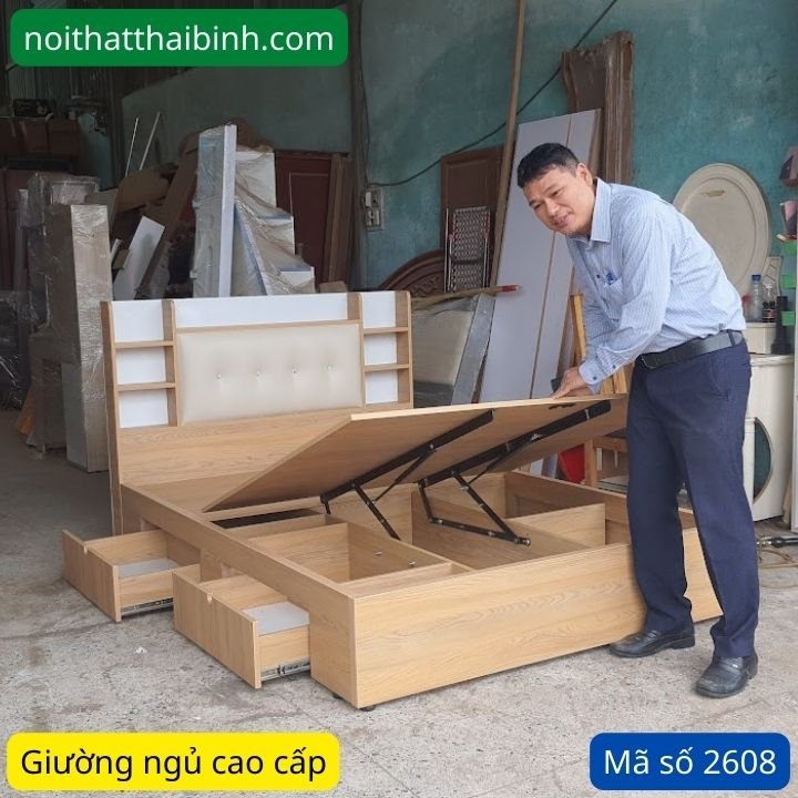 Giường ngủ vạt nâng cao MS 2608