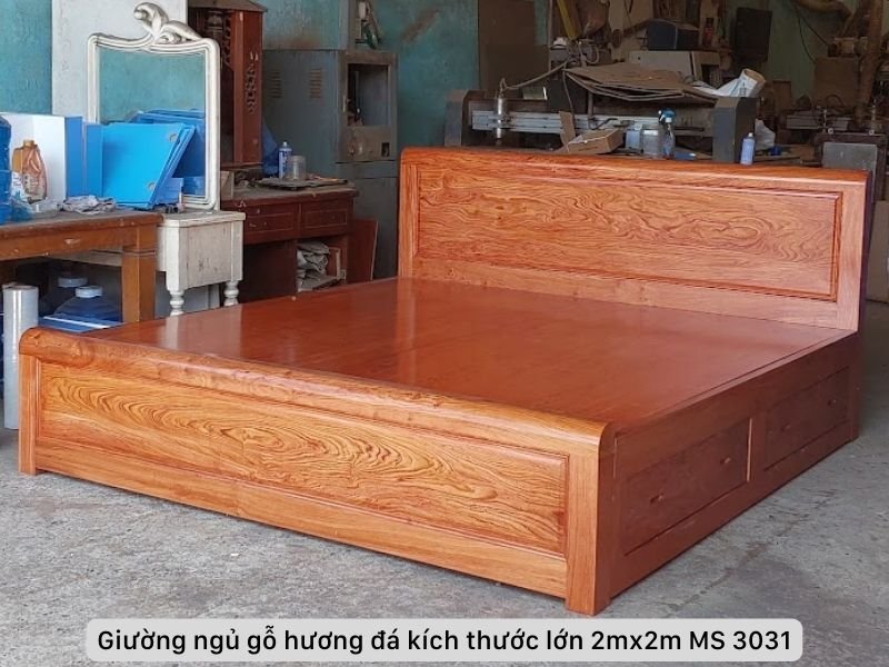 Giường gỗ hương đá cỡ lớn 2m