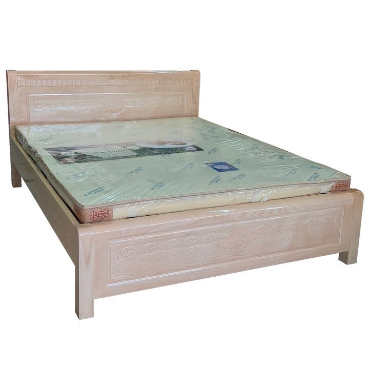 Giường ngủ gỗ sồi đẹp MS 1288 - kỹ thuật đóng mộng chắc chắn
