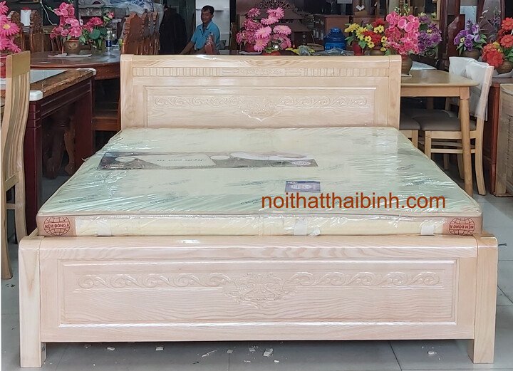 Giường ngủ gỗ sồi đẹp MS 1288 - nhìn tổng thể