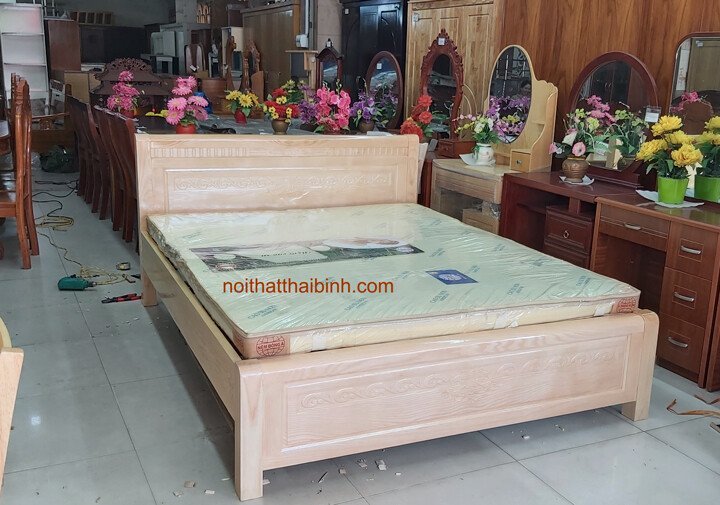 Giường ngủ gỗ Sồi đẹp Giường ngủ gỗ sồi đẹp MS 1288 - chi tiết vân gỗ tự nhiên