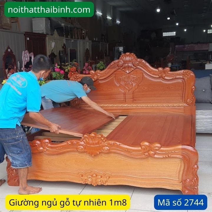 Giường ngủ gỗ tự nhiên vạt đẹp