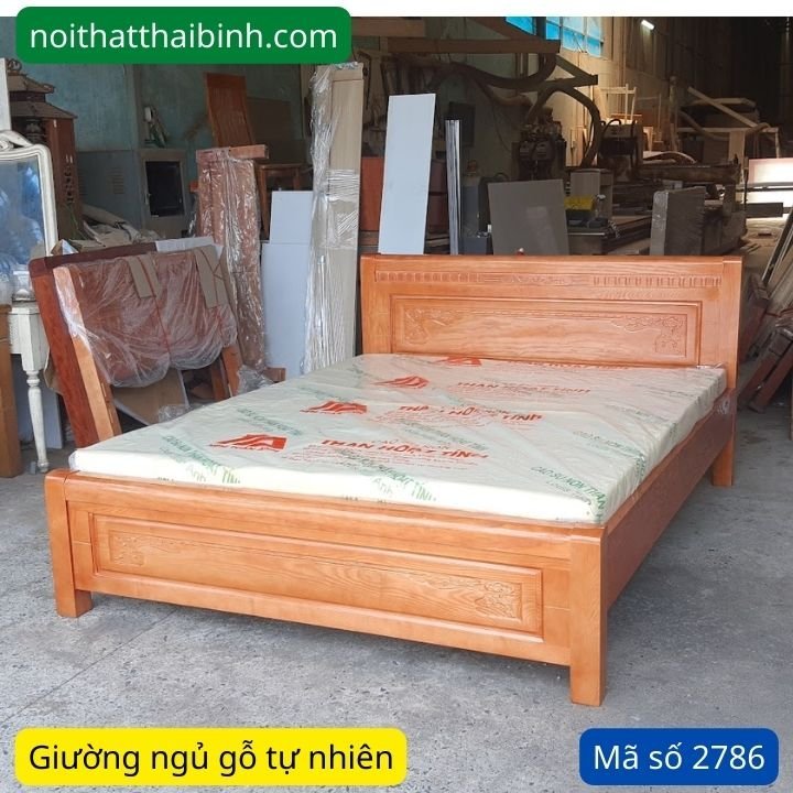 Giường gỗ thịt Giường gỗ xoan đào tự nhiên MS 2786 - bề mặt hoàn thiện