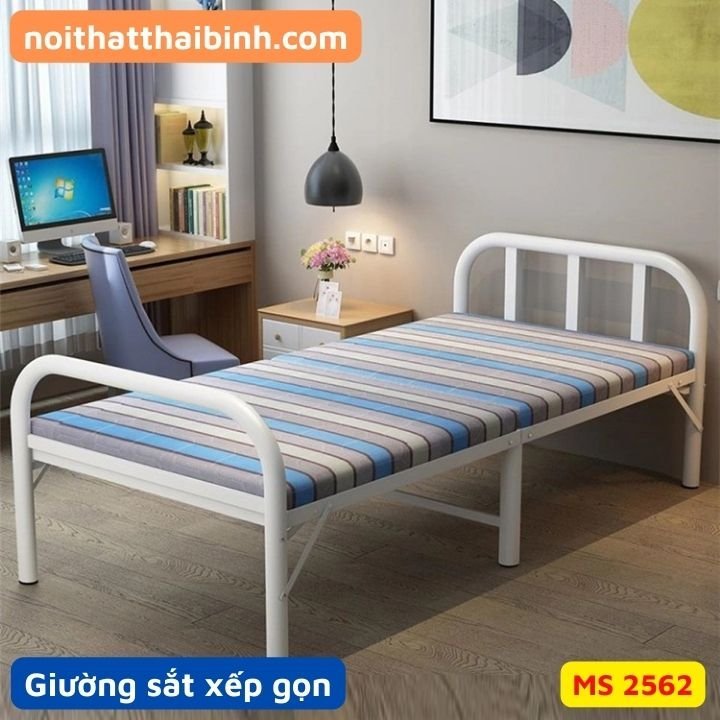 Giường sắt xếp gọn MS 2562 | GIAO HỎA TỐC TPHCM - chi tiết vân gỗ tự nhiên
