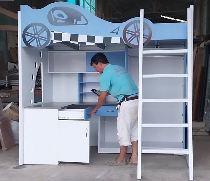 Giường tầng trẻ em hình xe đua MS 3289 - nhìn tổng thể