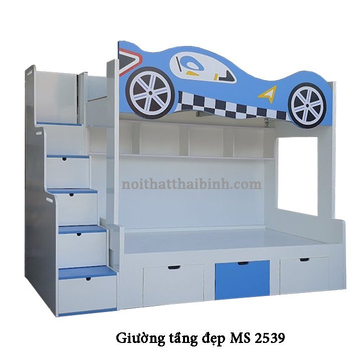 Giường tầng đẹp hình xe ô tô MS 2539 - đóng tại xưởng Thái Bình TPHCM