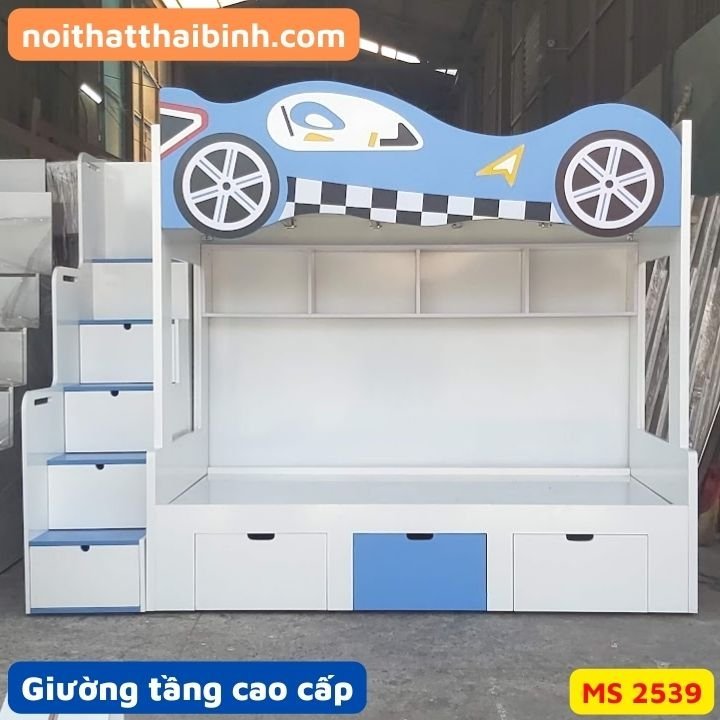 Giường tầng đẹp hình xe ô tô MS 2539 - bề mặt hoàn thiện