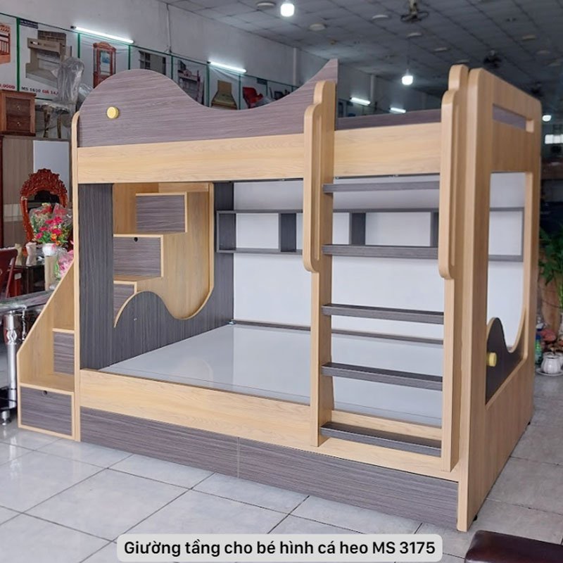 Giường tầng cho bé hình cá heo MS 3175 - nhìn tổng thể