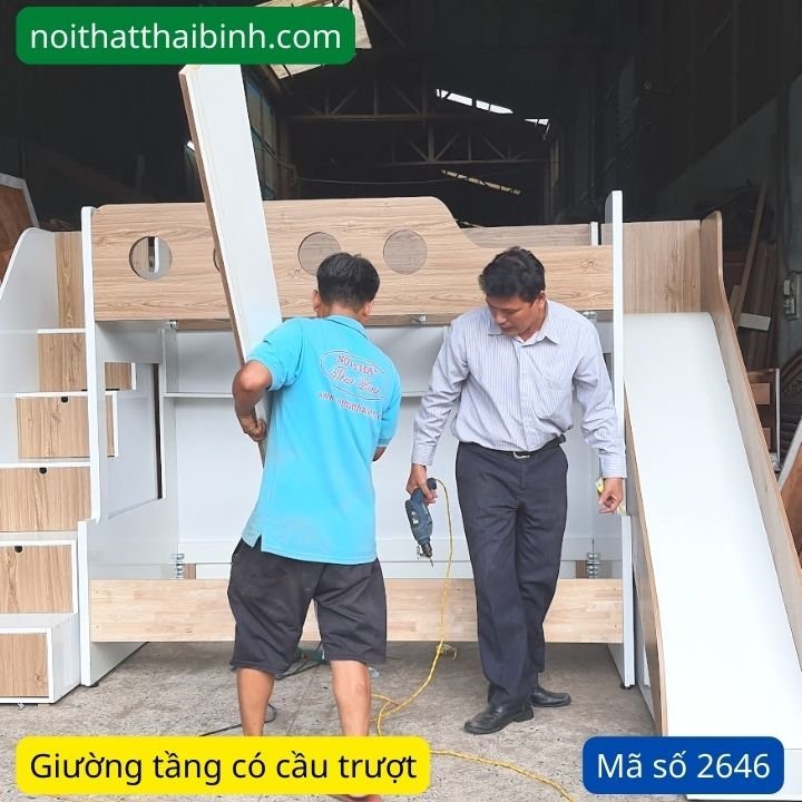 Giường tầng cho bé có cầu trượt