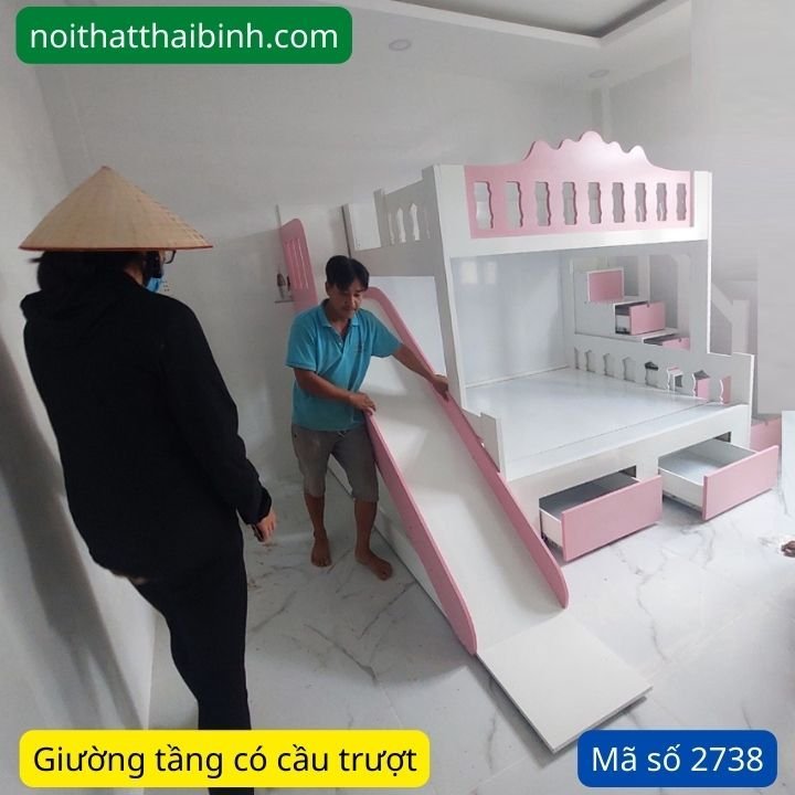 Giường tầng trẻ em có cầu trượt Giường tầng trẻ em có cầu trượt