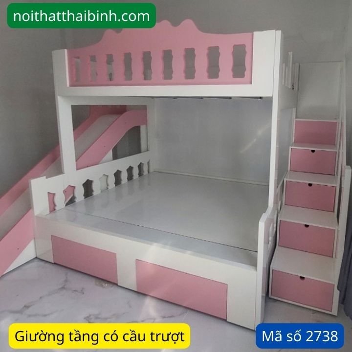 Giường tầng cho bé có cầu trượt Giường tầng cho bé có cầu trượt