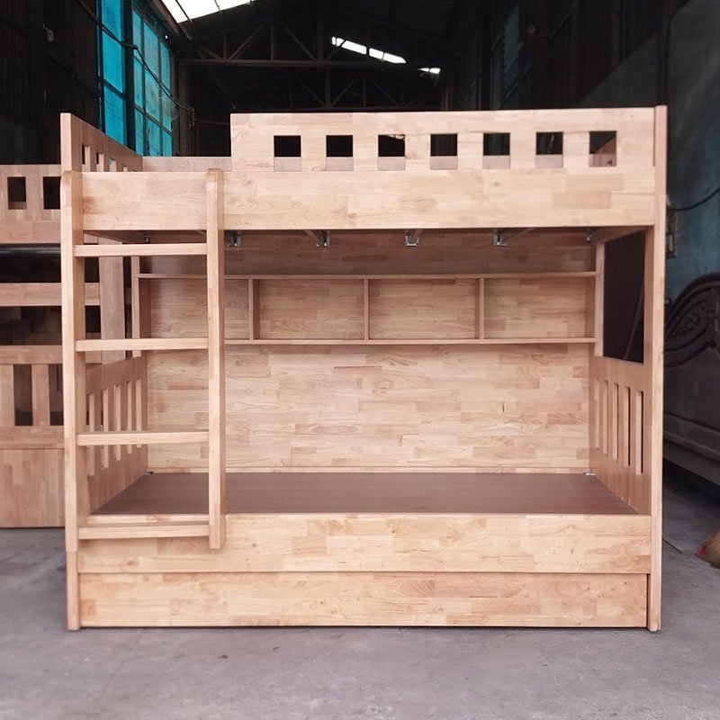 Giường tầng gỗ tự nhiên MS 3296 - kỹ thuật đóng mộng chắc chắn
