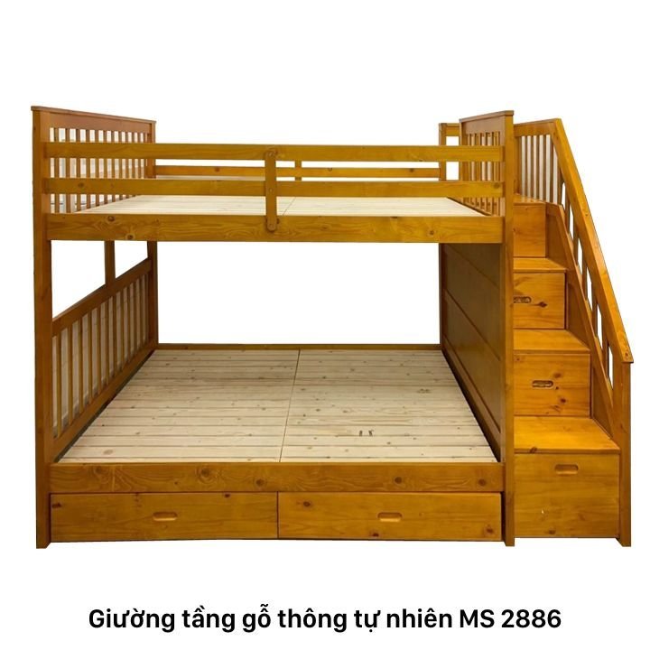 Giường Tầng Cao Cấp Gỗ Tự Nhiên Giường tầng gỗ tự nhiên MS 2886 - chi tiết vân gỗ tự nhiên