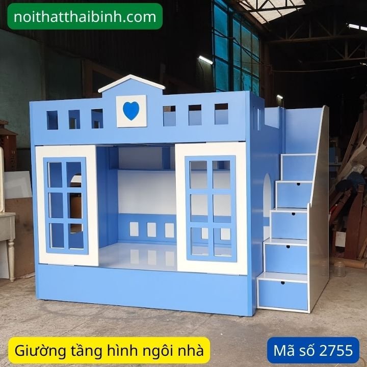 Giường tầng cho bé hình ngôi nhà