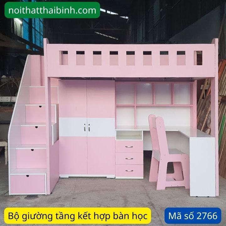 Giường tầng kết hợp bàn học cho bé
