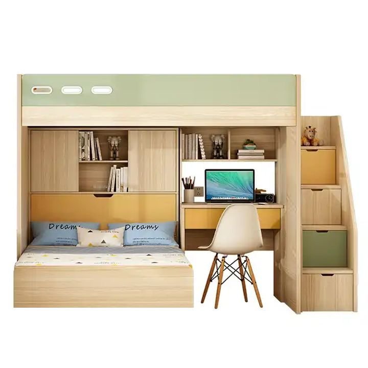 Giường tầng kết hợp tủ quần áo và bàn học MS 2974