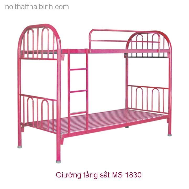Giường tầng sắt sơn tĩnh điện MS 1830 - chi tiết vân gỗ tự nhiên