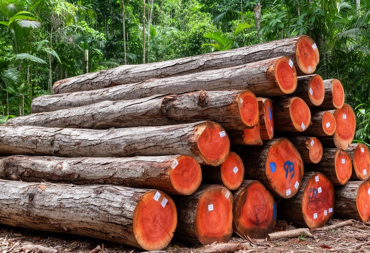 Gỗ tự nhiên nguyên khúc tại bãi tập kết - gỗ gụ là gì