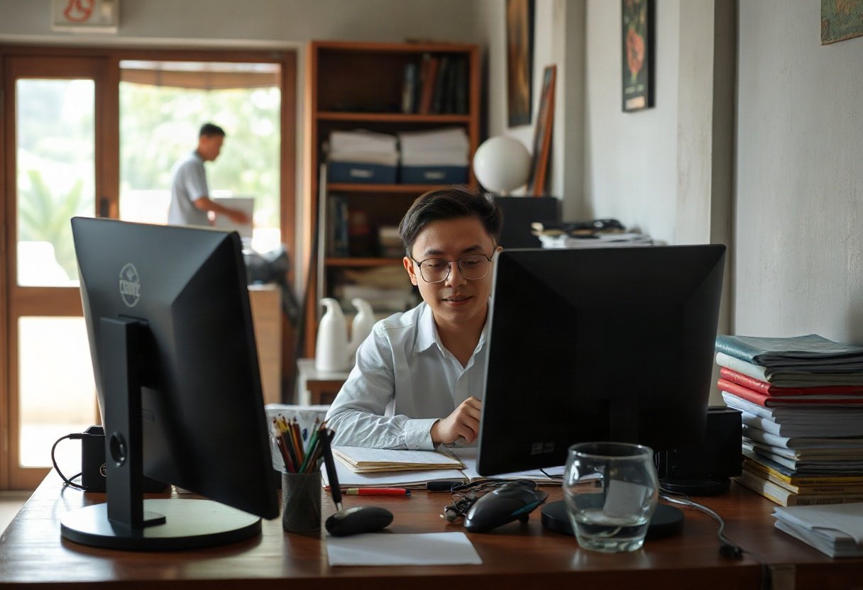Gương đối diện bàn làm việc làm mất tập trung