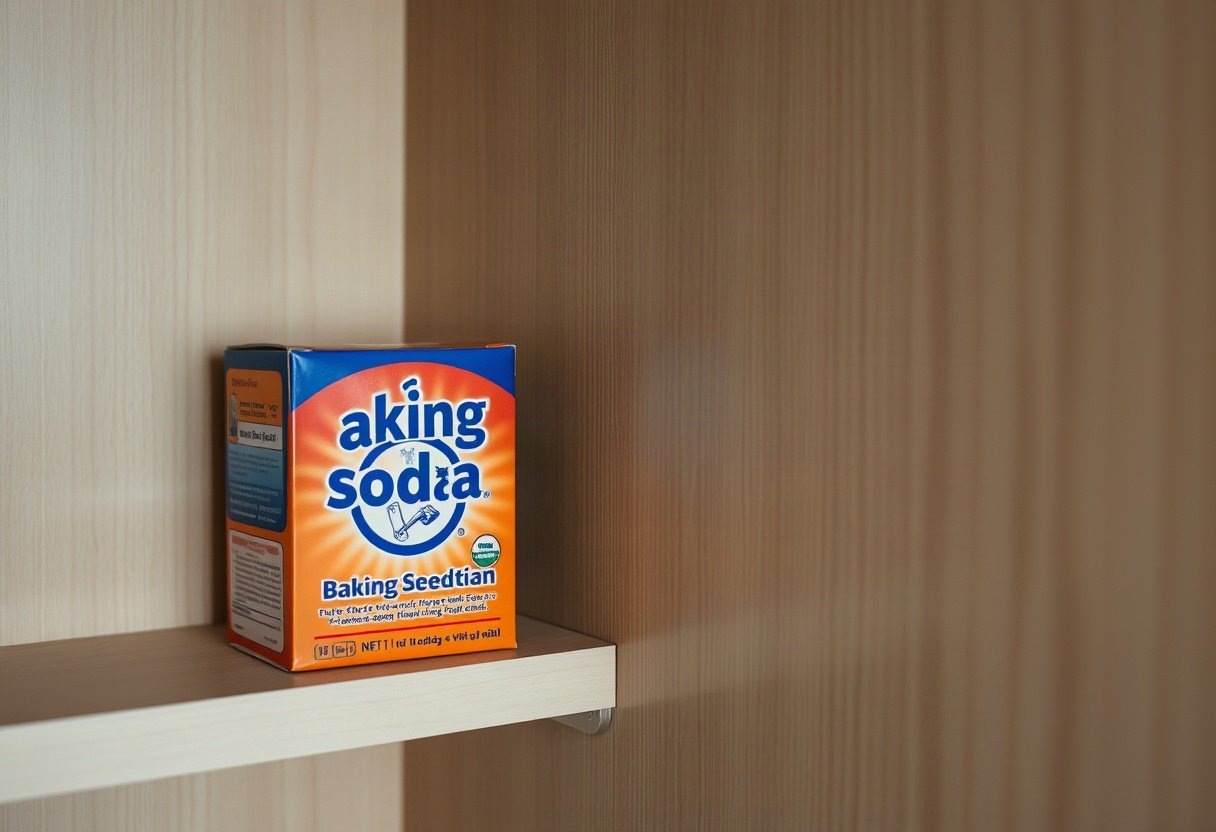 Hộp baking soda trong góc tủ