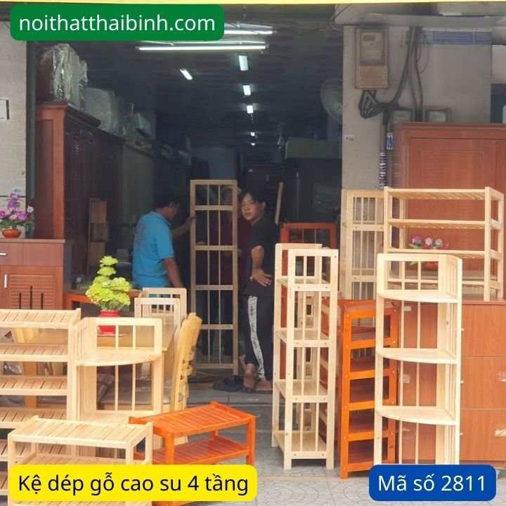 Kệ Dép Gỗ 4 Tầng